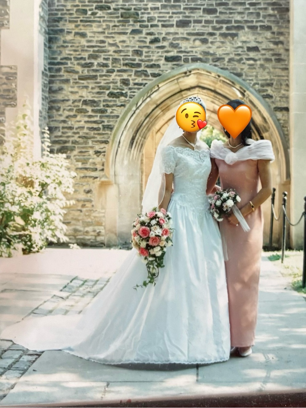 Satin and lace wedding gown